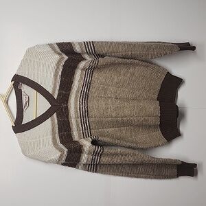 L'Avion Vintage unisex sz M brown, cream, and tan long sleeve sweater.